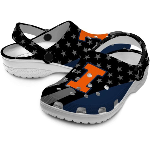 Illinois Fighting Illini Stellar Stripes Theme Crocs Latest Model