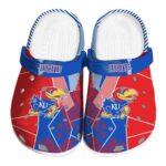 Kansas Jayhawks Geometric Background Crocs Best selling 1