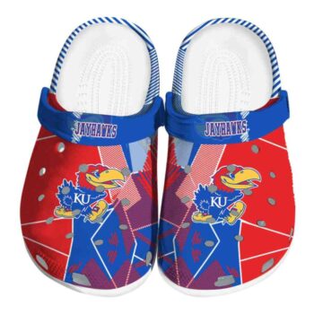 Kansas Jayhawks Geometric Background Crocs Best selling 1