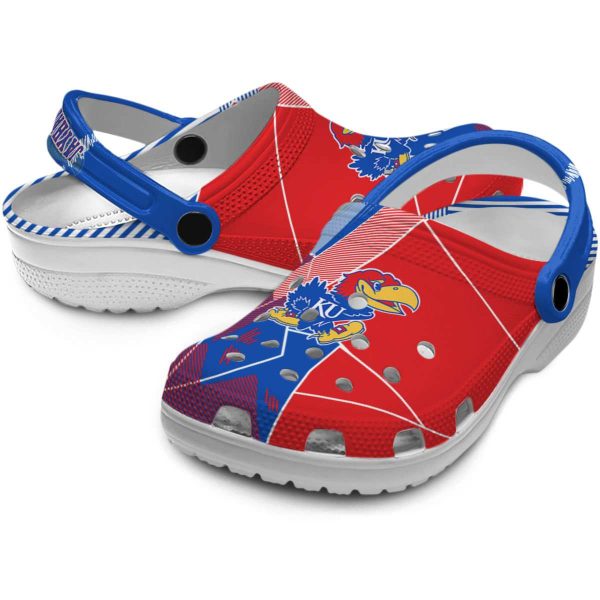 Kansas Jayhawks Geometric Background Crocs Latest Model 1