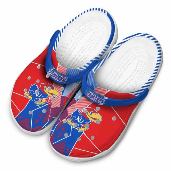 Kansas Jayhawks Geometric Background Crocs Trendy 1