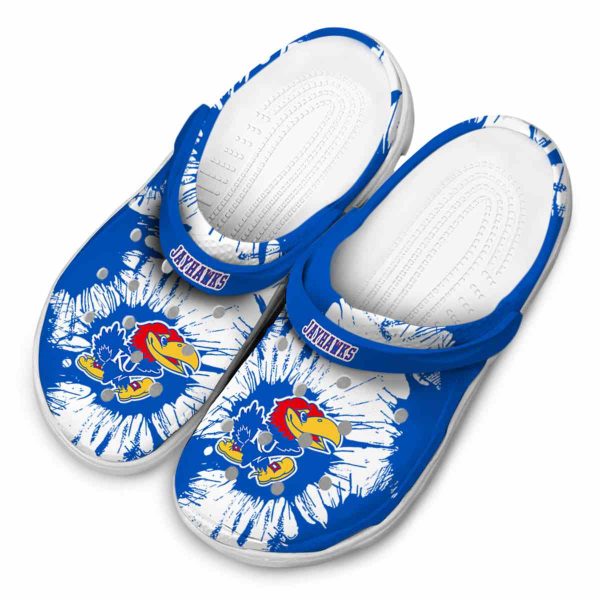 Kansas Jayhawks Splatter Graphics Crocs Trendy