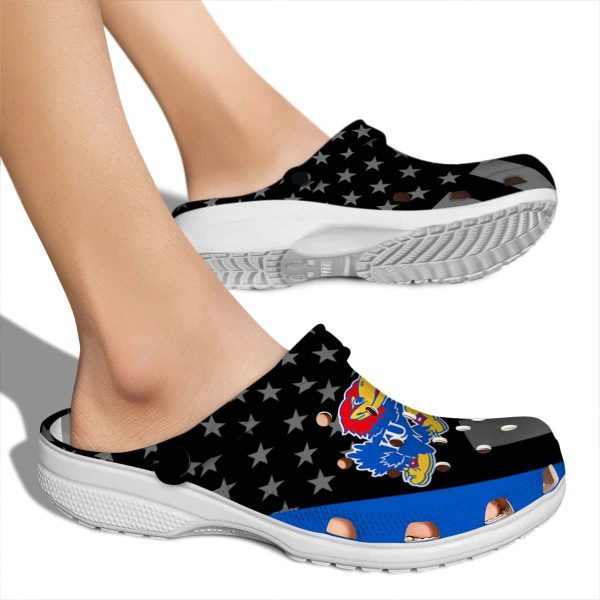 Kansas Jayhawks Stellar Stripes Theme Crocs High quality