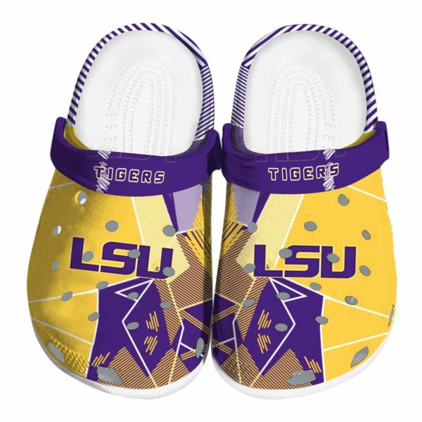 LSU Tigers Geometric Background Crocs Best selling