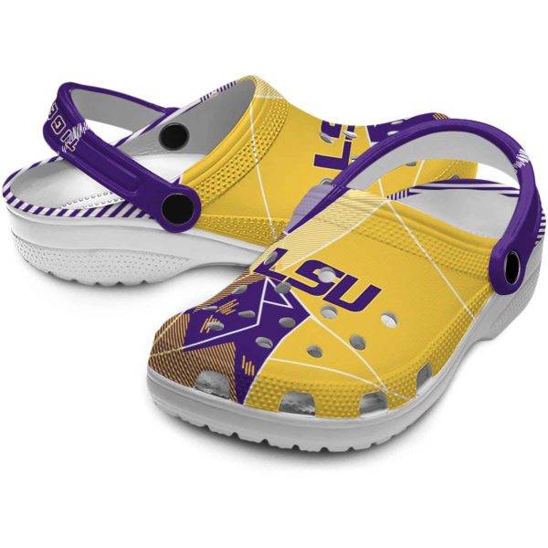 LSU Tigers Geometric Background Crocs Latest Model