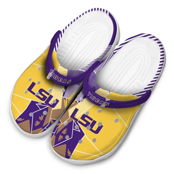 LSU Tigers Geometric Background Crocs Trendy
