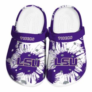 LSU Tigers Splatter Graphics Crocs Best selling