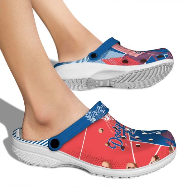 Los Angeles Dodgers Geometric Background Crocs High quality
