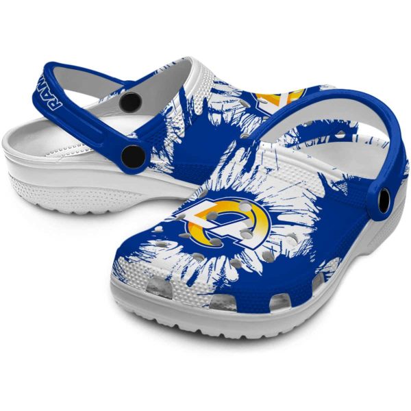 Los Angeles Rams Splatter Graphics Crocs Latest Model
