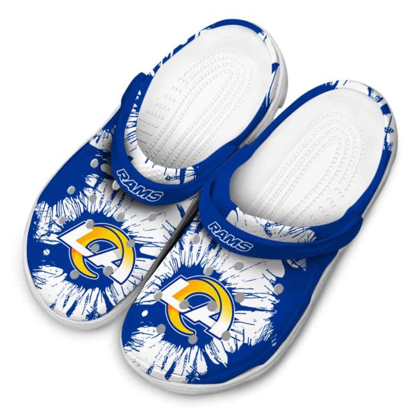 Los Angeles Rams Splatter Graphics Crocs Trendy