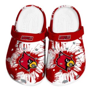 Louisville Cardinals Splatter Graphics Crocs Best selling