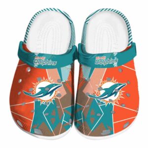 Miami Dolphins Geometric Background Crocs Best selling