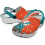 Miami Dolphins Geometric Background Crocs Best selling