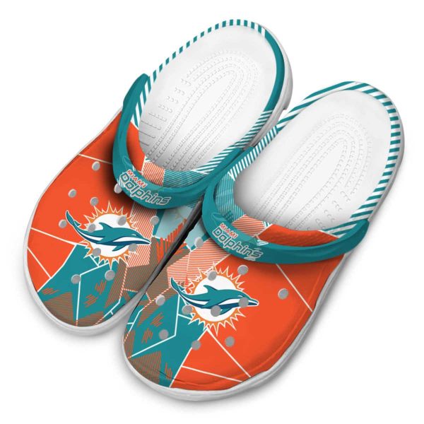 Miami Dolphins Geometric Background Crocs Trendy