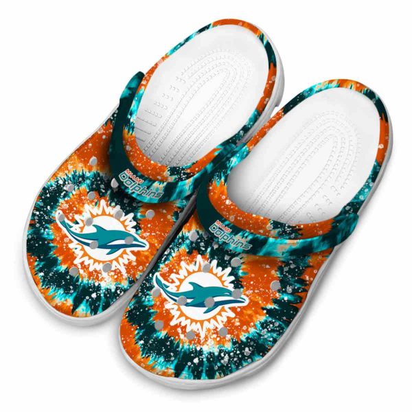 Miami Dolphins Radiant Burst Effect Crocs Trendy