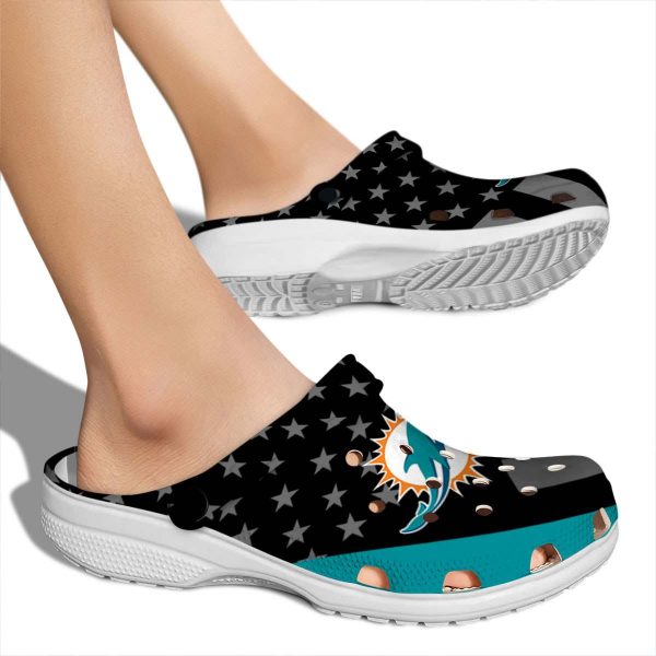Miami Dolphins Stellar Stripes Theme Crocs High quality