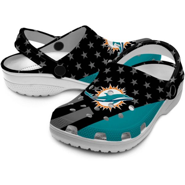 Miami Dolphins Stellar Stripes Theme Crocs Latest Model