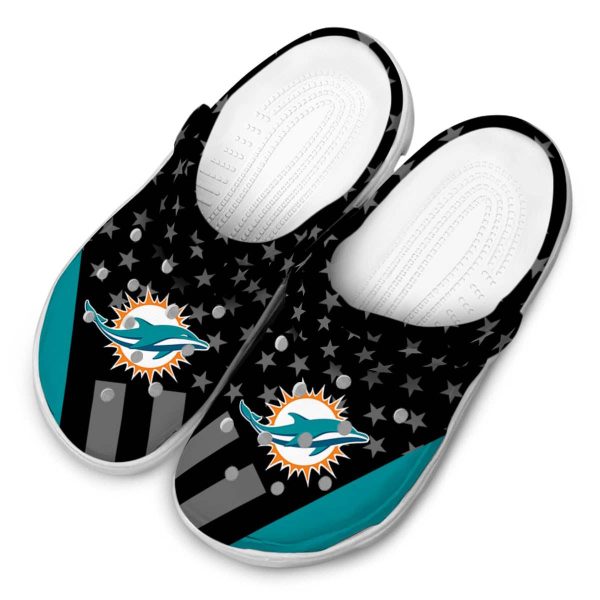 Miami Dolphins Stellar Stripes Theme Crocs Trendy