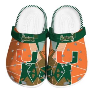 Miami Hurricanes Geometric Background Crocs Best selling