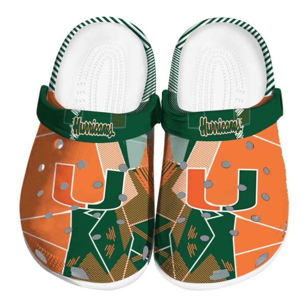 Miami Hurricanes Geometric Background Crocs Best selling