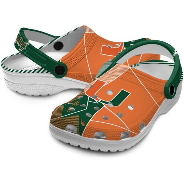 Miami Hurricanes Geometric Background Crocs Latest Model