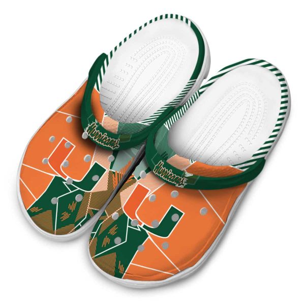 Miami Hurricanes Geometric Background Crocs Trendy