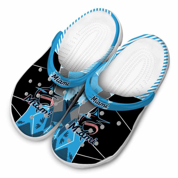 Miami Marlins Geometric Background Crocs Trendy
