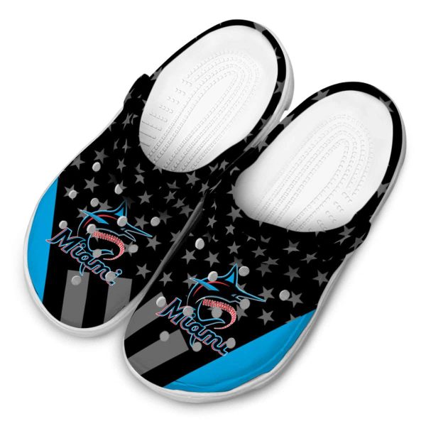 Miami Marlins Stellar Stripes Theme Crocs Trendy