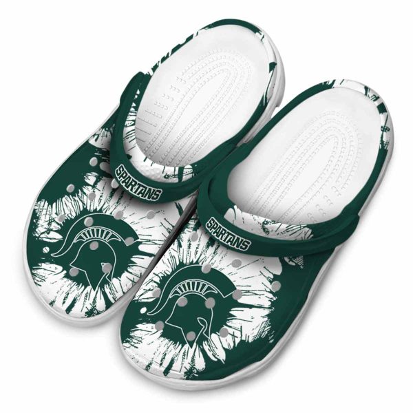 Michigan State Spartans Splatter Graphics Crocs Trendy