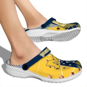 Michigan Wolverines Geometric Background Crocs High quality