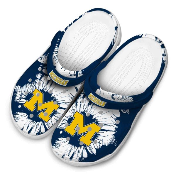 Michigan Wolverines Splatter Graphics Crocs Trendy