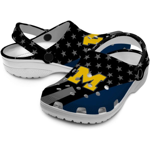 Michigan Wolverines Stellar Stripes Theme Crocs Latest Model