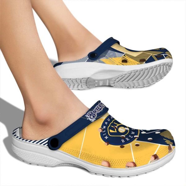 Milwaukee Brewers Geometric Background Crocs High quality