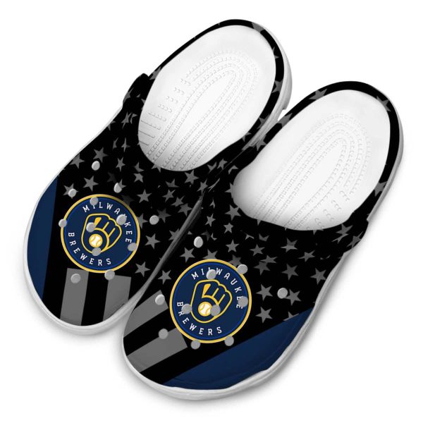 Milwaukee Brewers Stellar Stripes Theme Crocs Trendy