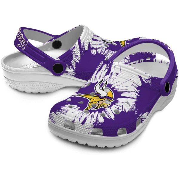 Minnesota Vikings Splatter Graphics Crocs Latest Model