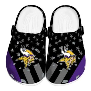 Minnesota Vikings Stellar Stripes Theme Crocs Best selling