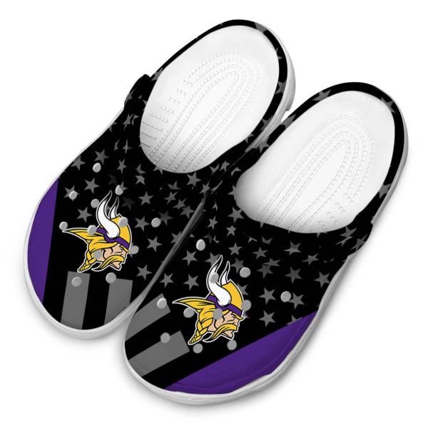Minnesota Vikings Stellar Stripes Theme Crocs Trendy