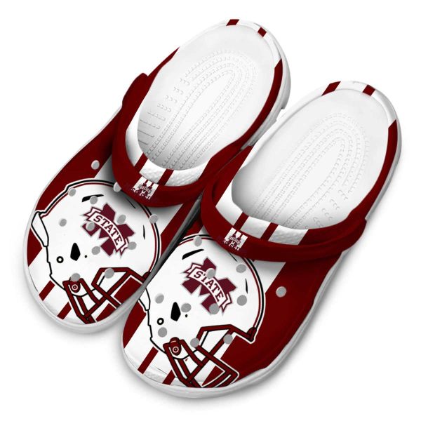 Mississippi State Bulldogs Helmet Stripes Crocs Trendy