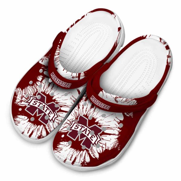 Mississippi State Bulldogs Splatter Graphics Crocs Trendy