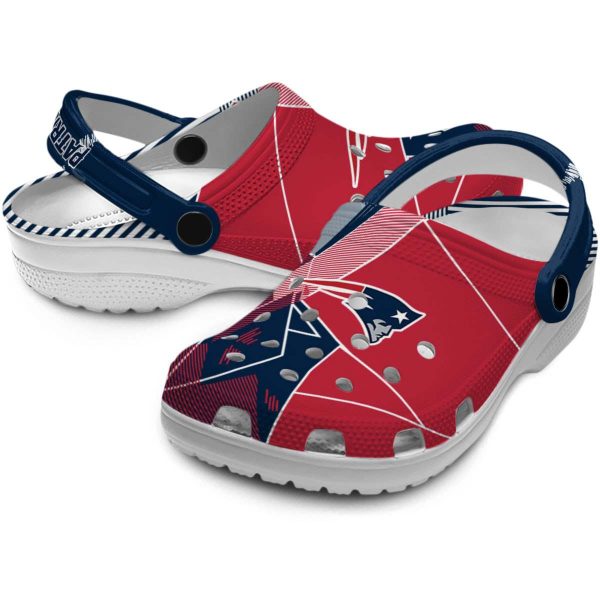 New England Patriots Geometric Background Crocs Latest Model