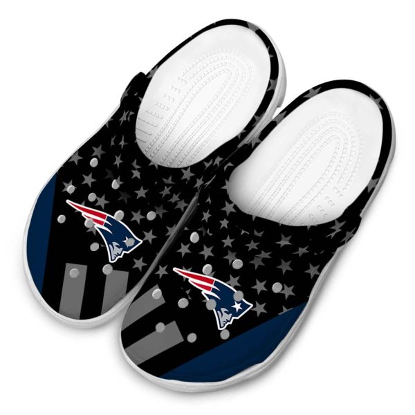 New England Patriots Stellar Stripes Theme Crocs Trendy