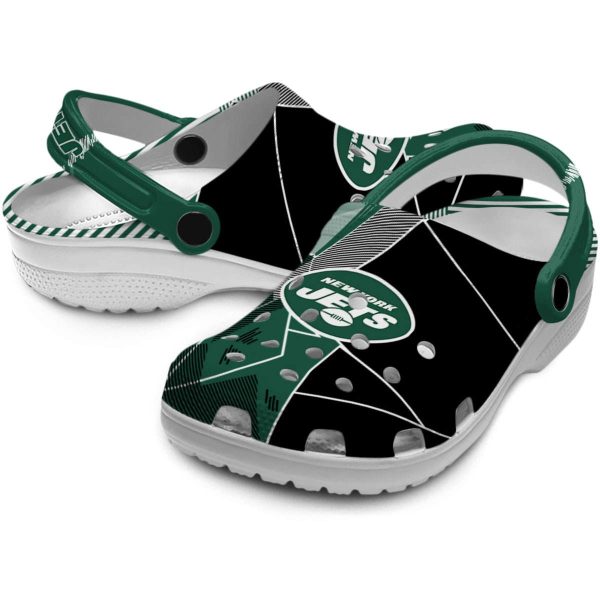 New York Jets Geometric Background Crocs Latest Model