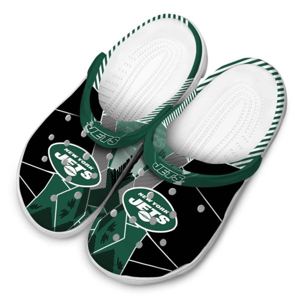 New York Jets Geometric Background Crocs Trendy