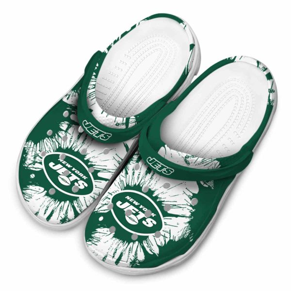 New York Jets Splatter Graphics Crocs Trendy