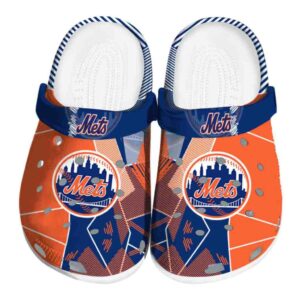 New York Mets Geometric Background Crocs Best selling