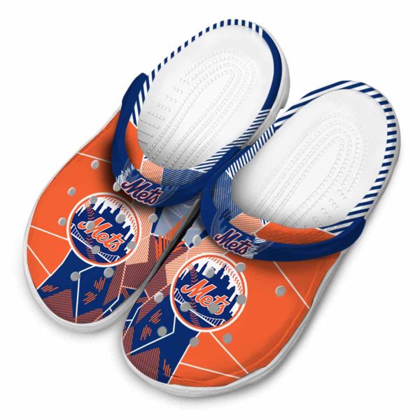 New York Mets Geometric Background Crocs Trendy