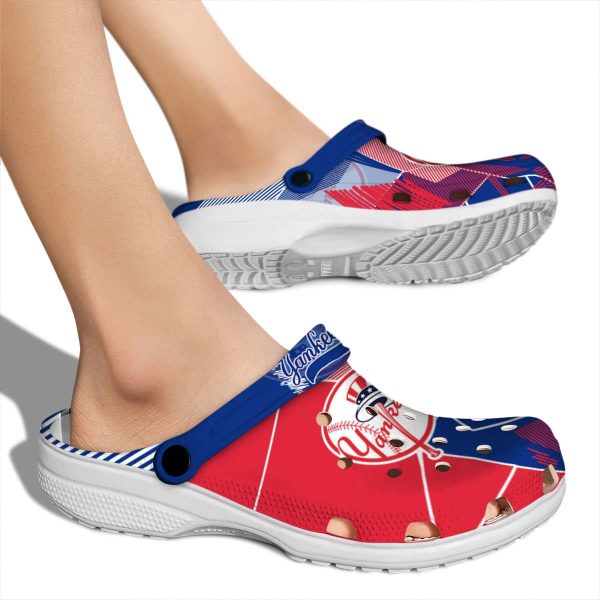 New York Yankees Geometric Background Crocs High quality