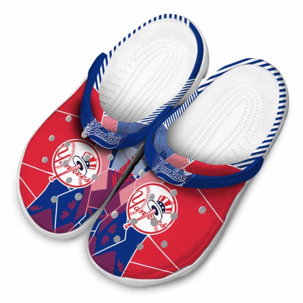 New York Yankees Geometric Background Crocs Trendy