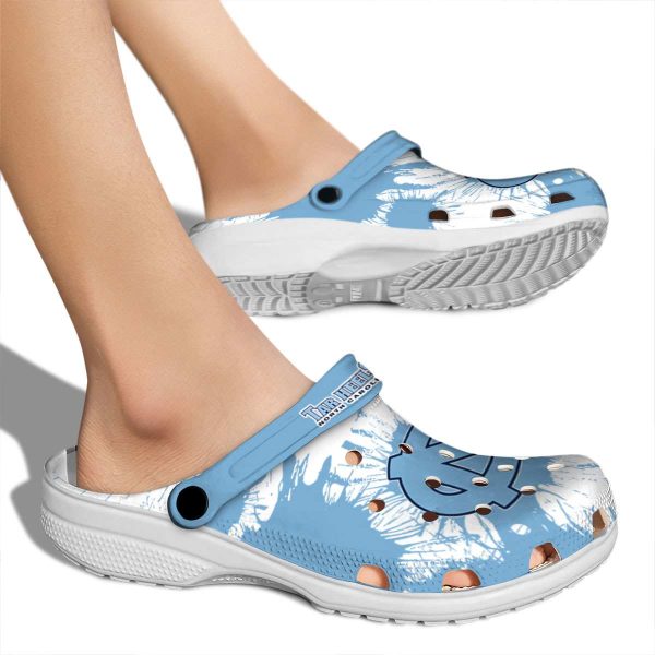 North Carolina Tar Heels Splatter Graphics Crocs High quality