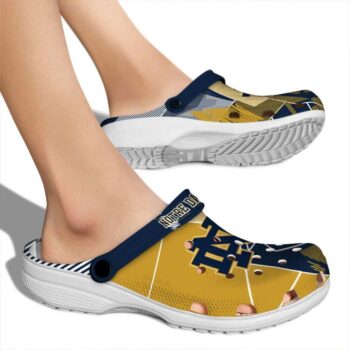Notre Dame Fighting Irish Geometric Background Crocs High quality